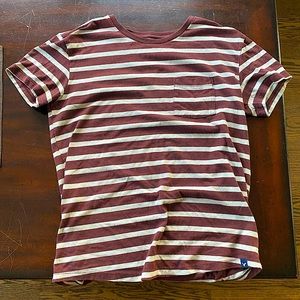 American Eagle Super Soft Men’s Maroon Burgundy Striped Casual Pocket T Shirt
